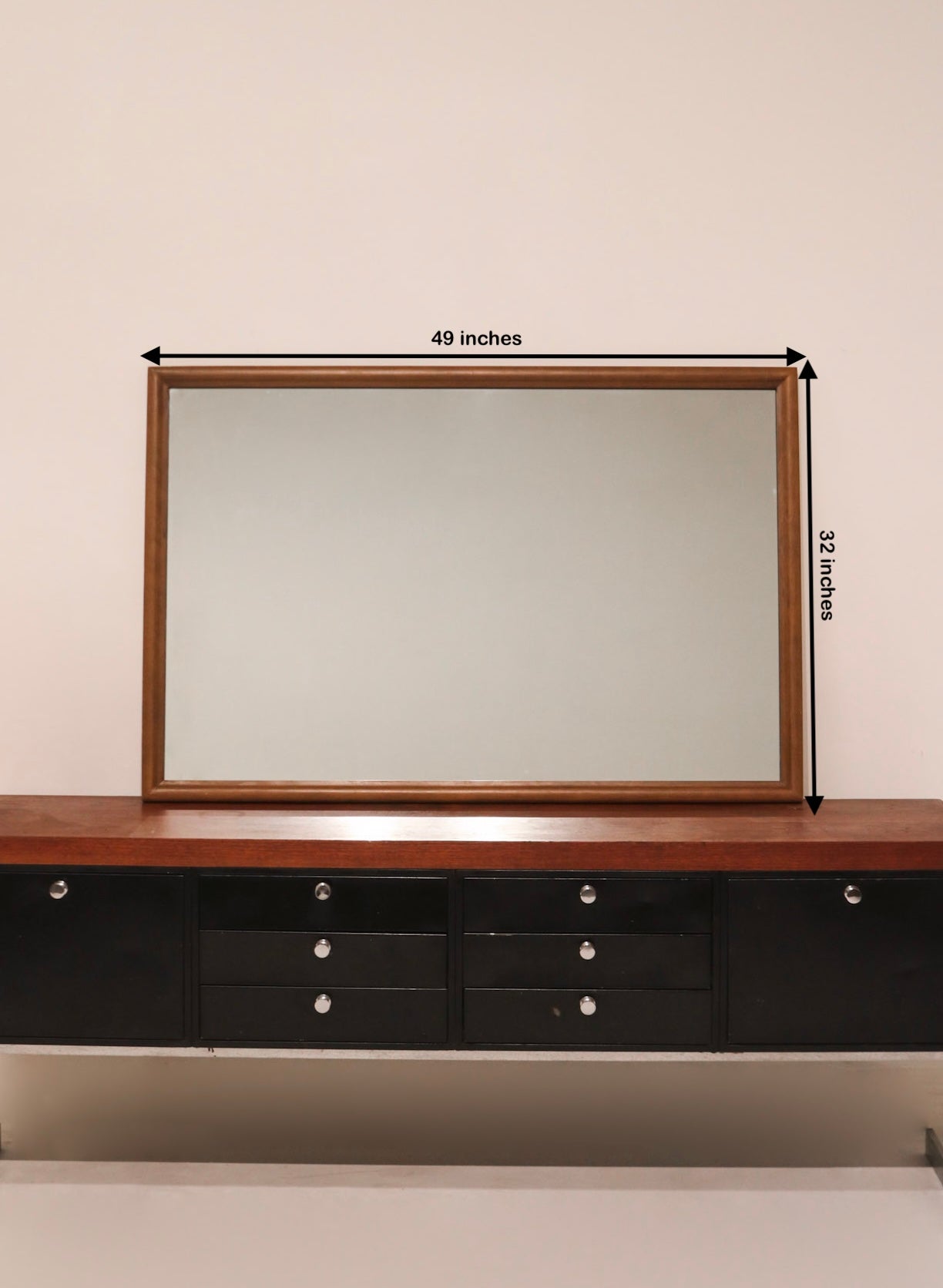 Mcm Vintage Wooden Frame Large Stand Mirror