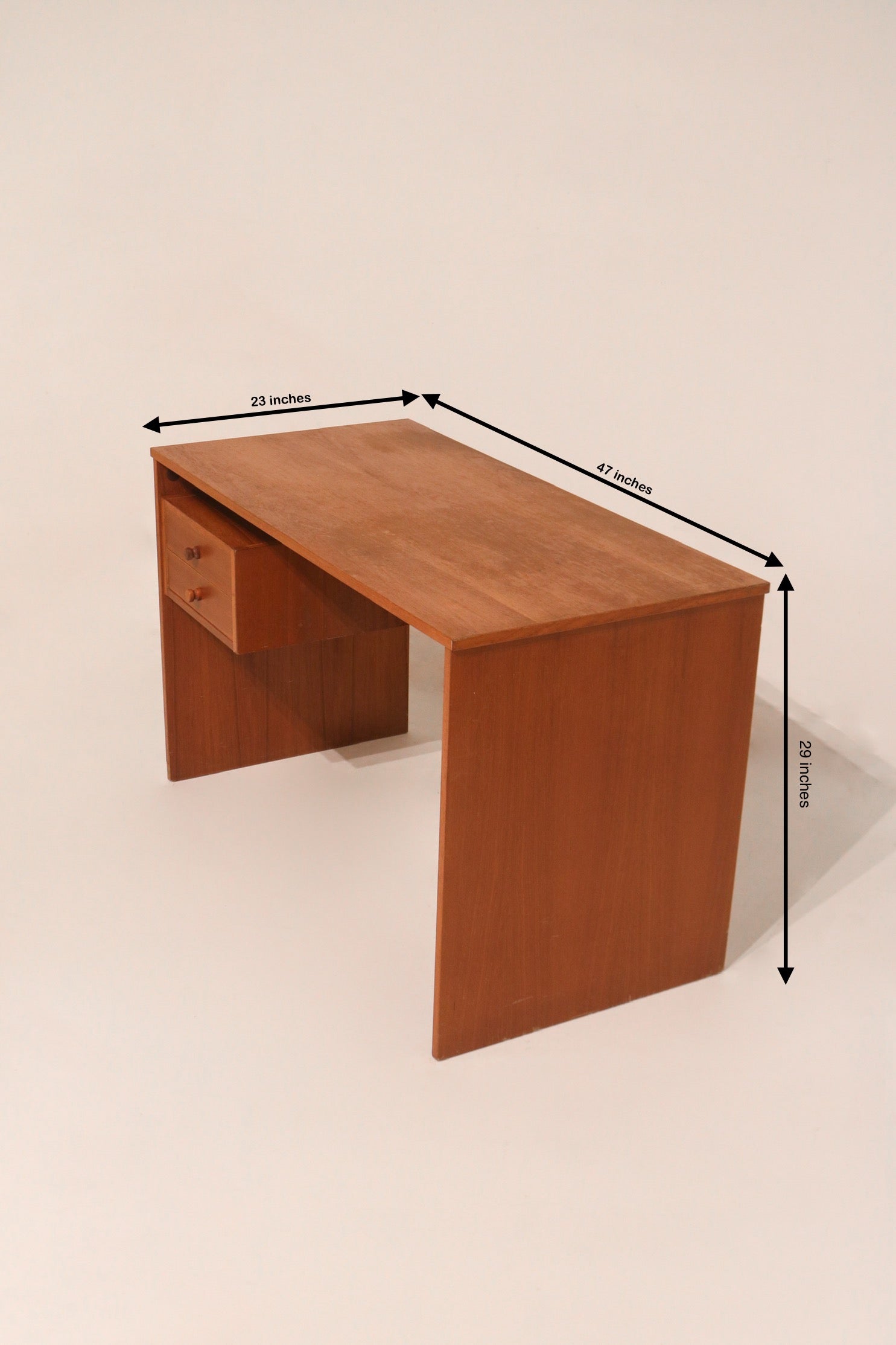 Vintage Danish Modern Teak Wood Desk Table With Drawers