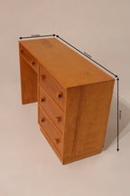 Vintage Set Of Small Oak Desk And Wooden Woven Chair