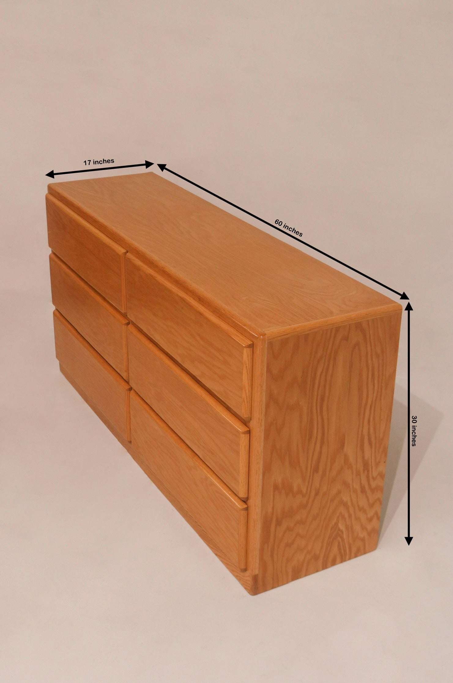 Vintage Solid Oak 6 Drawers Dresser