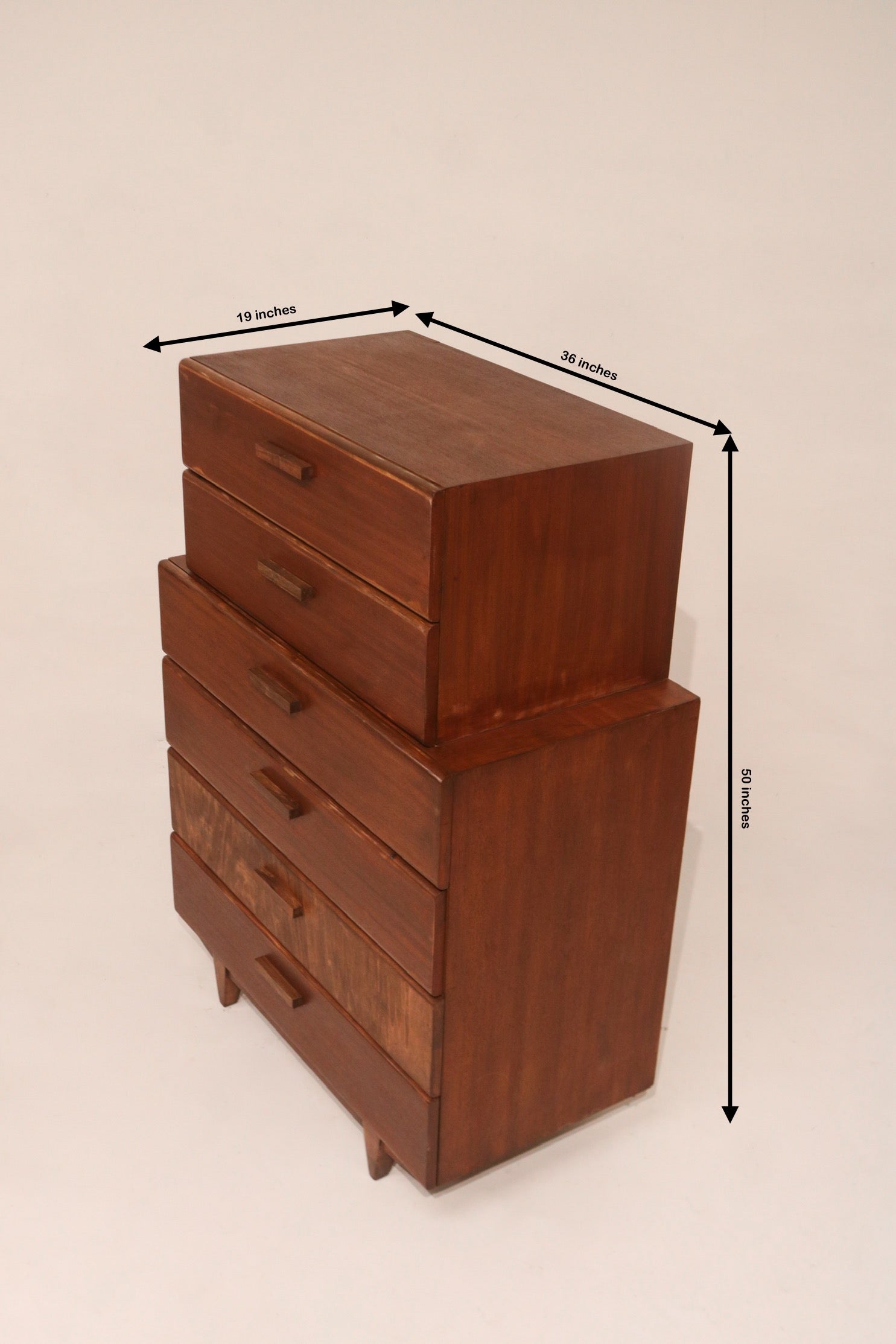 Vintage Mcm Solid Walnut Wood Highboy Dresser Chest Of Drawers