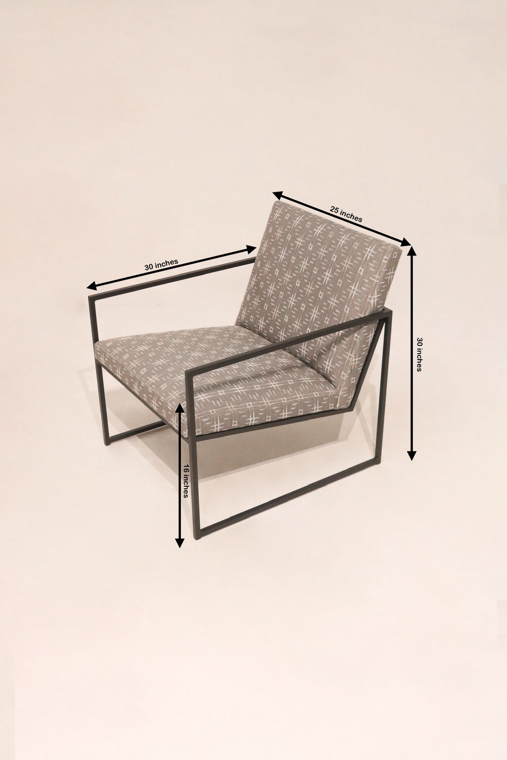 Room & Board Modern Accent Chair Metal Frame Fabric Seat