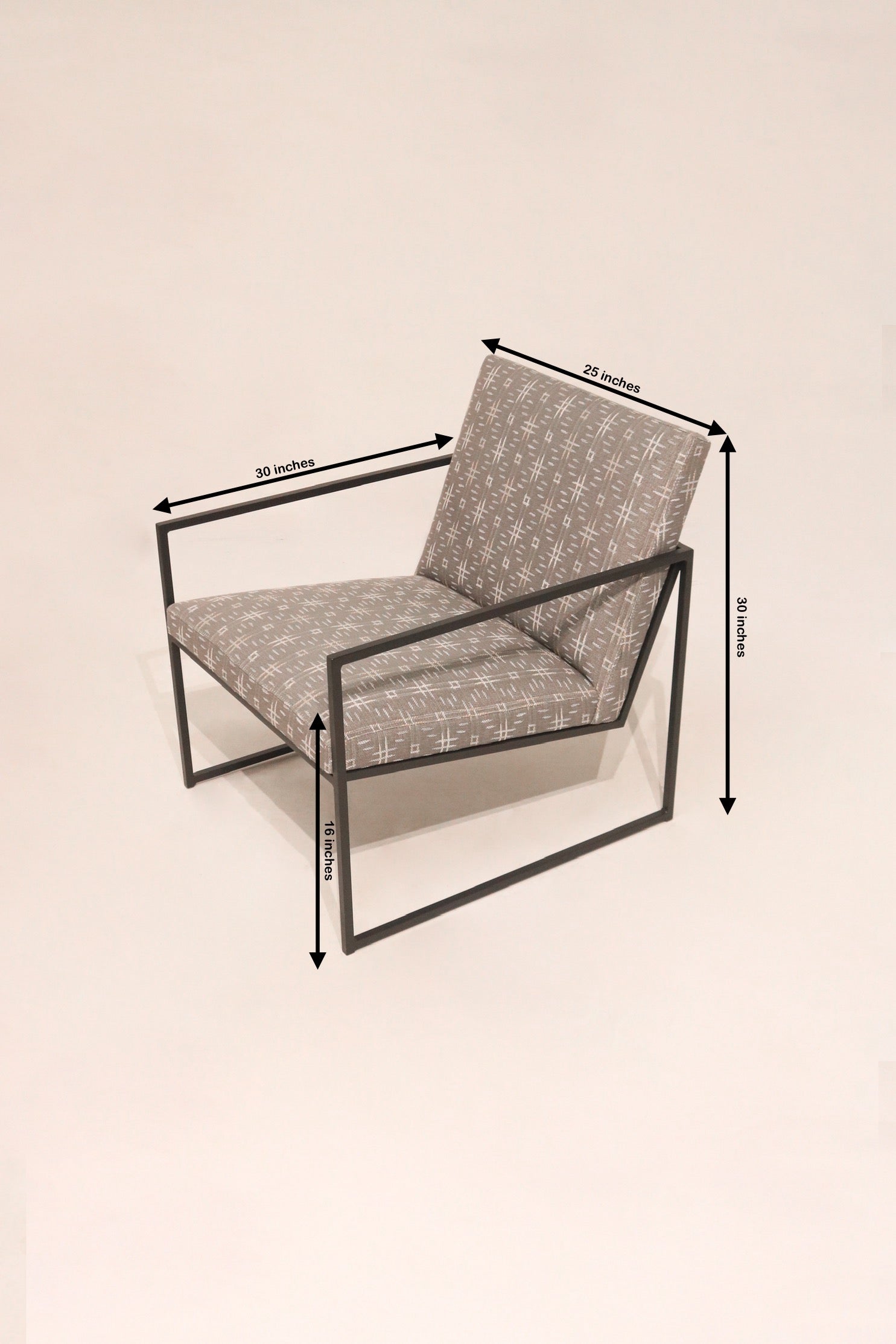 Room & Board Modern Accent Chair Metal Frame Fabric Seat