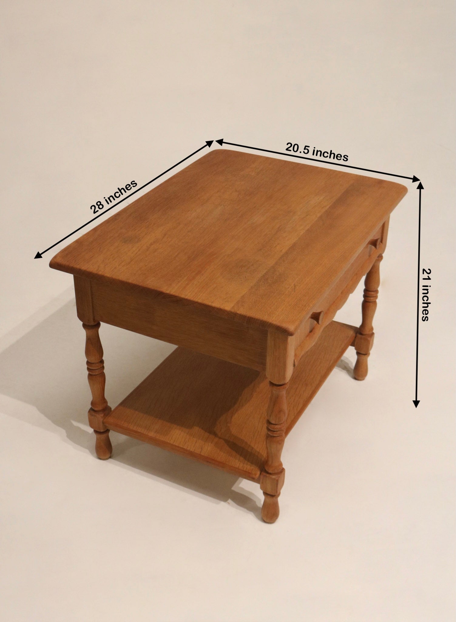 Set Of 2 Vintage Danish Oak Wood Side Tables With Drawers