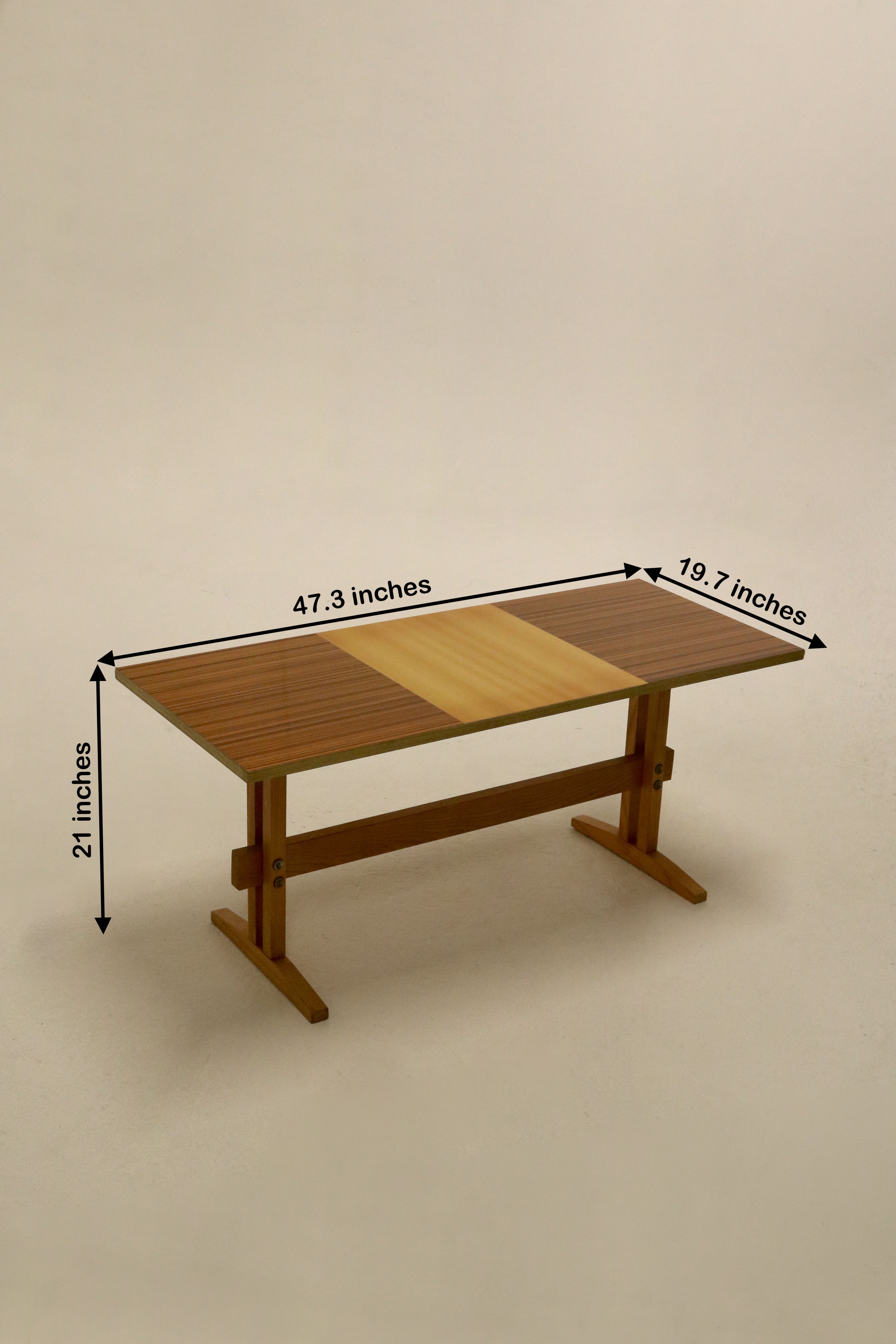 Vintage Authentic Hungarian Oak Wood Trestle Table Coffee Table