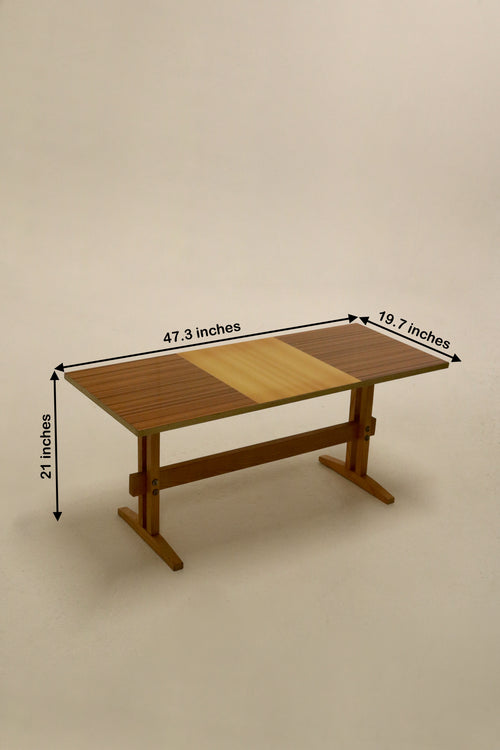 Vintage Authentic Hungarian Oak Wood Trestle Table Coffee Table