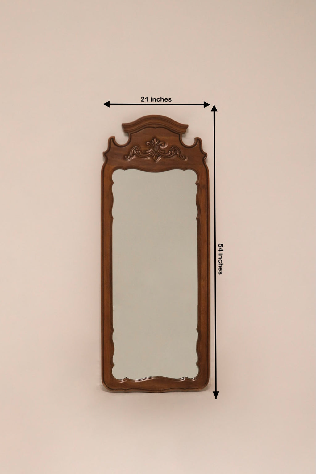 Vintage Wooden Full-Length Wall Mirror - 21" x 54"