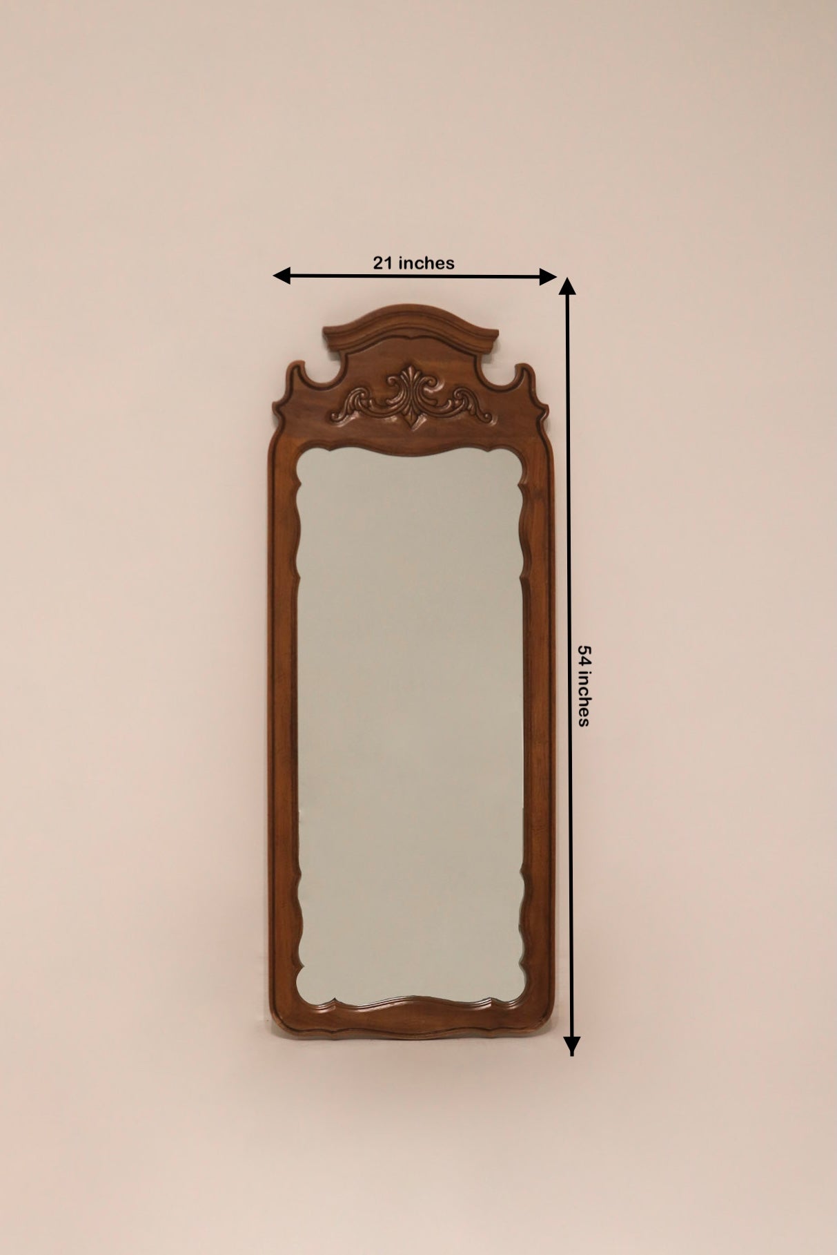 Vintage Wooden Full-Length Wall Mirror - 21" x 54"
