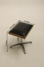 Vintage Danish Leather Swivel Adjustable Stool Chair