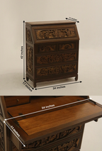 Vintage Chinese Hand-carved Hardwood Secretary Desk Dresser