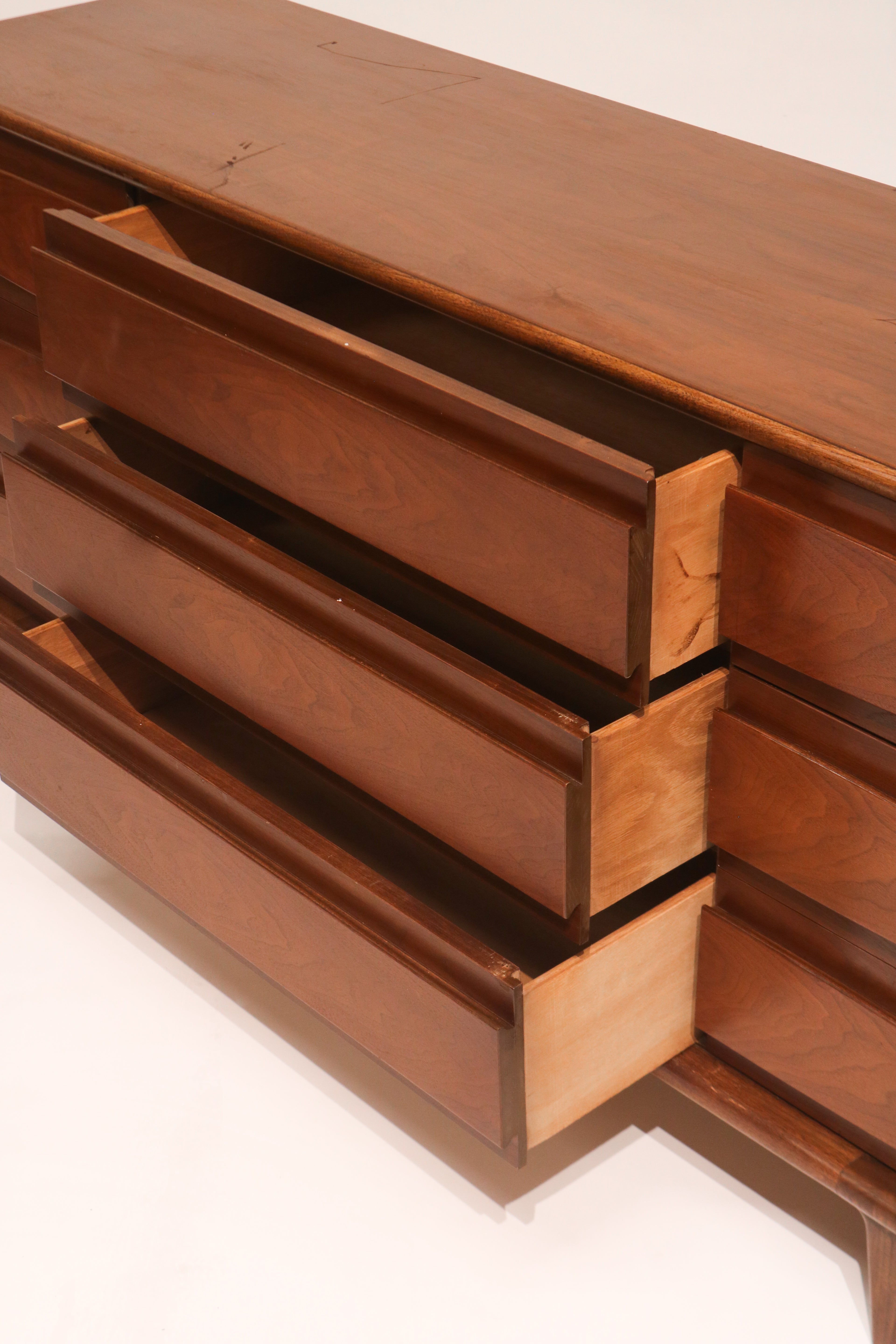 Angled side view of open drawers showing slide mechanism