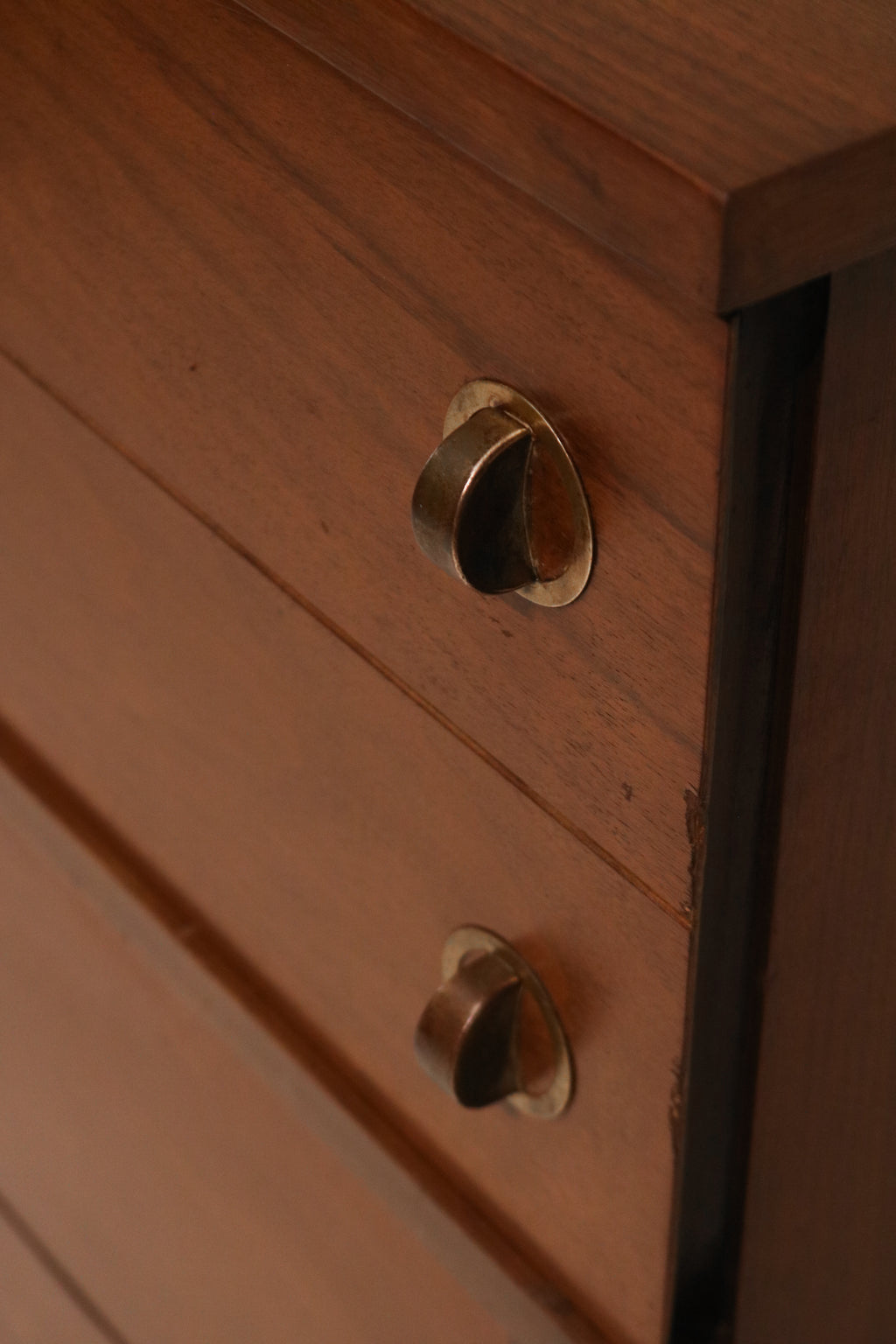 Angled top view showing the dresser condition and walnut finish quality
