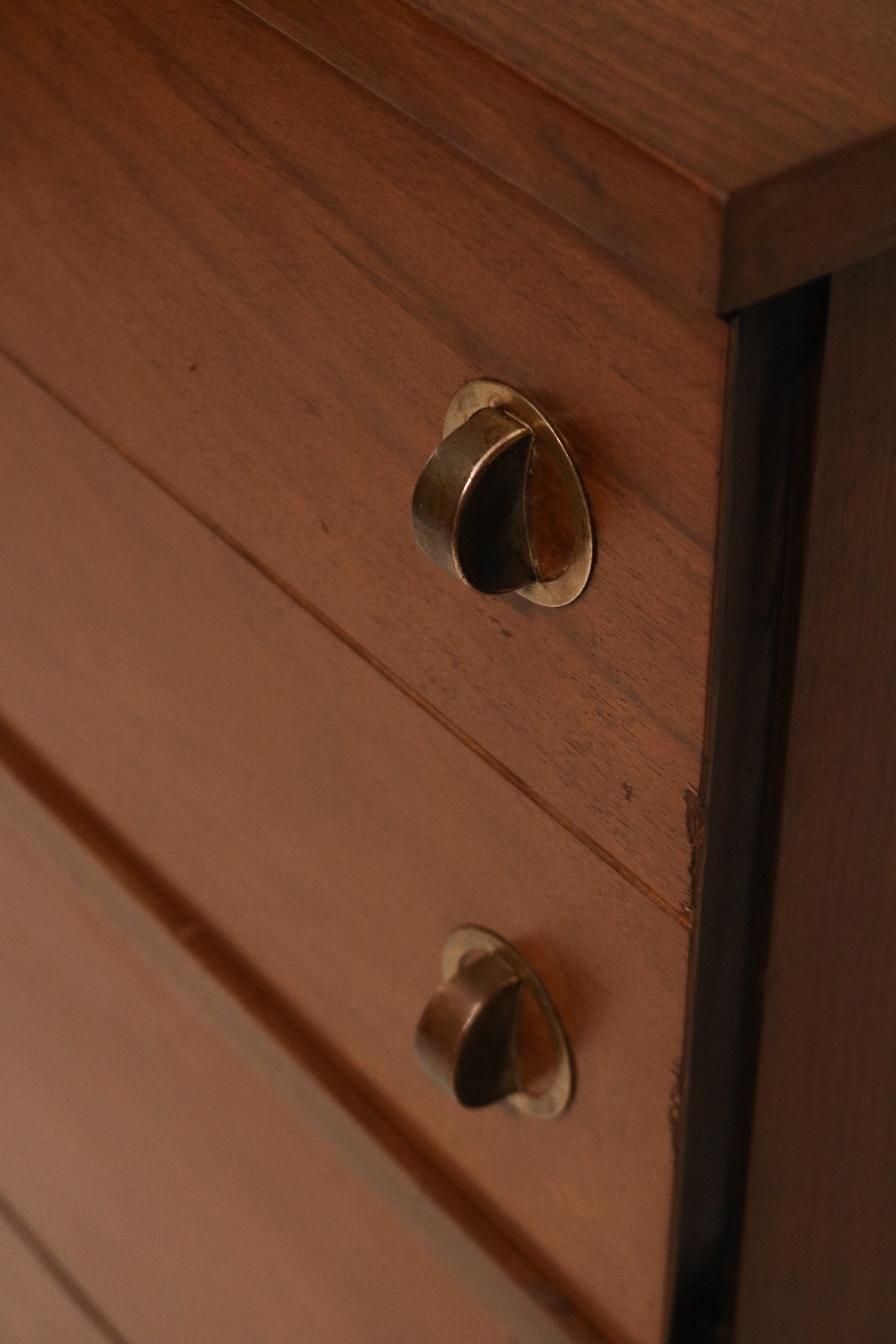 Angled top view showing the dresser condition and walnut finish quality