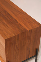 Angled top view showing the solid wood construction and clean lines