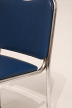 Close-up of the backrest leather condition and tubular chrome frame
