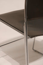 Side profile view of backrest curvature and metal frame support