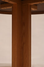 Base center joint detail showing oak cross structure and assembly quality