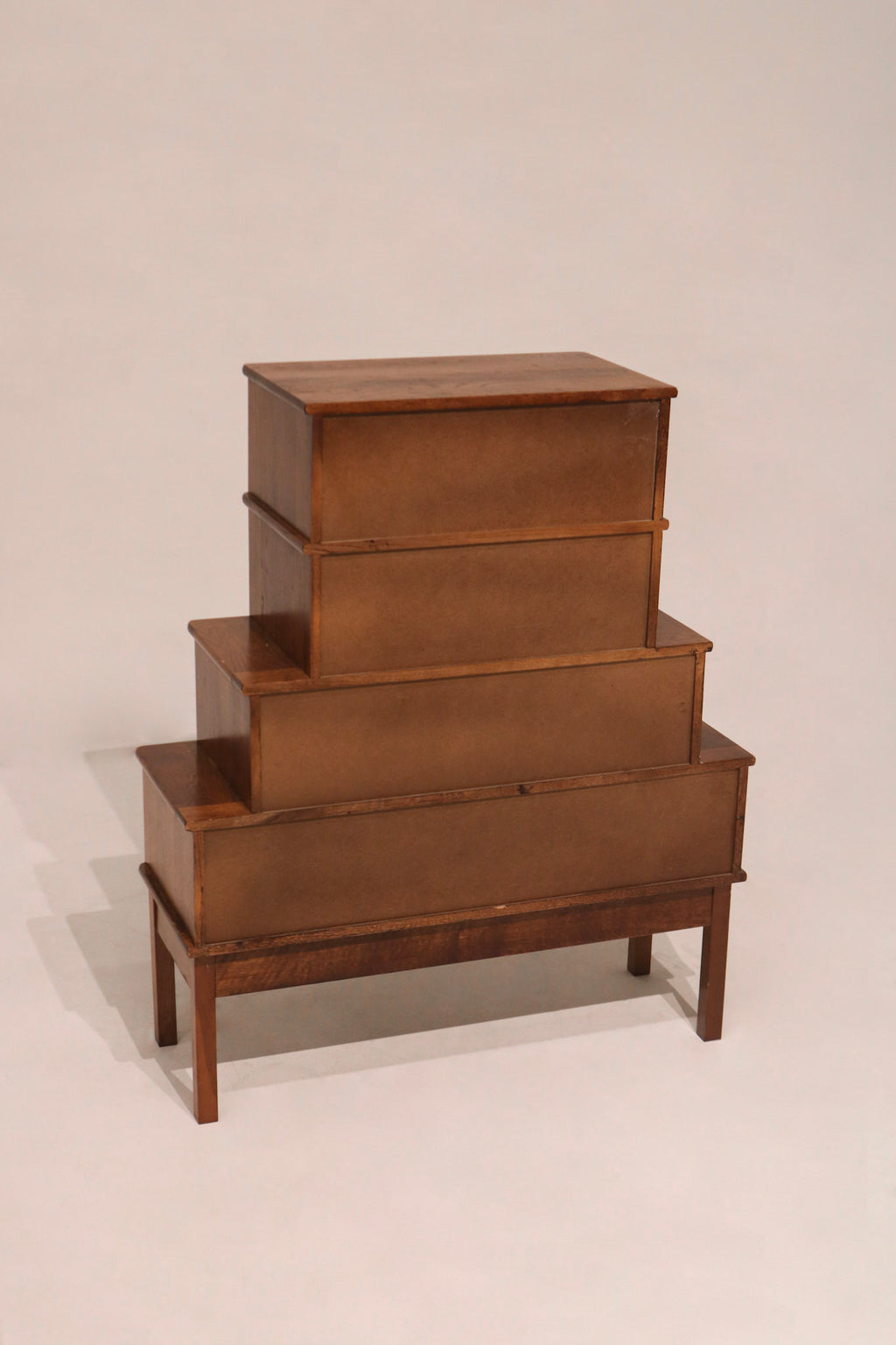 Full back view showing cabinet panel construction and rustic solid oak finish