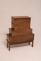 Full back view showing cabinet panel construction and rustic solid oak finish