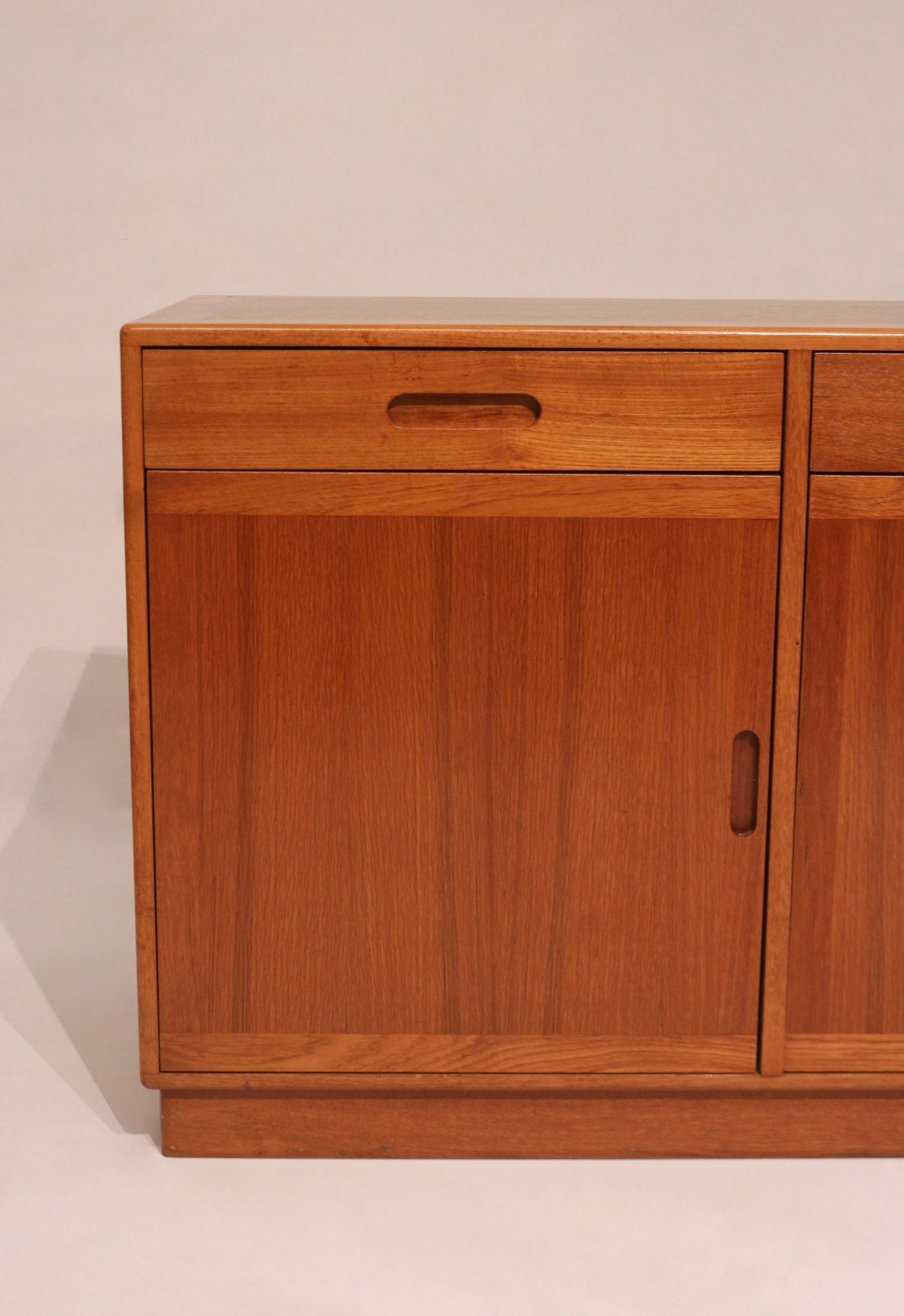 Interior view of cabinet storage space with adjustable shelf