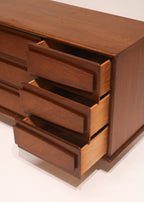 View of center drawers open showing interior space and condition