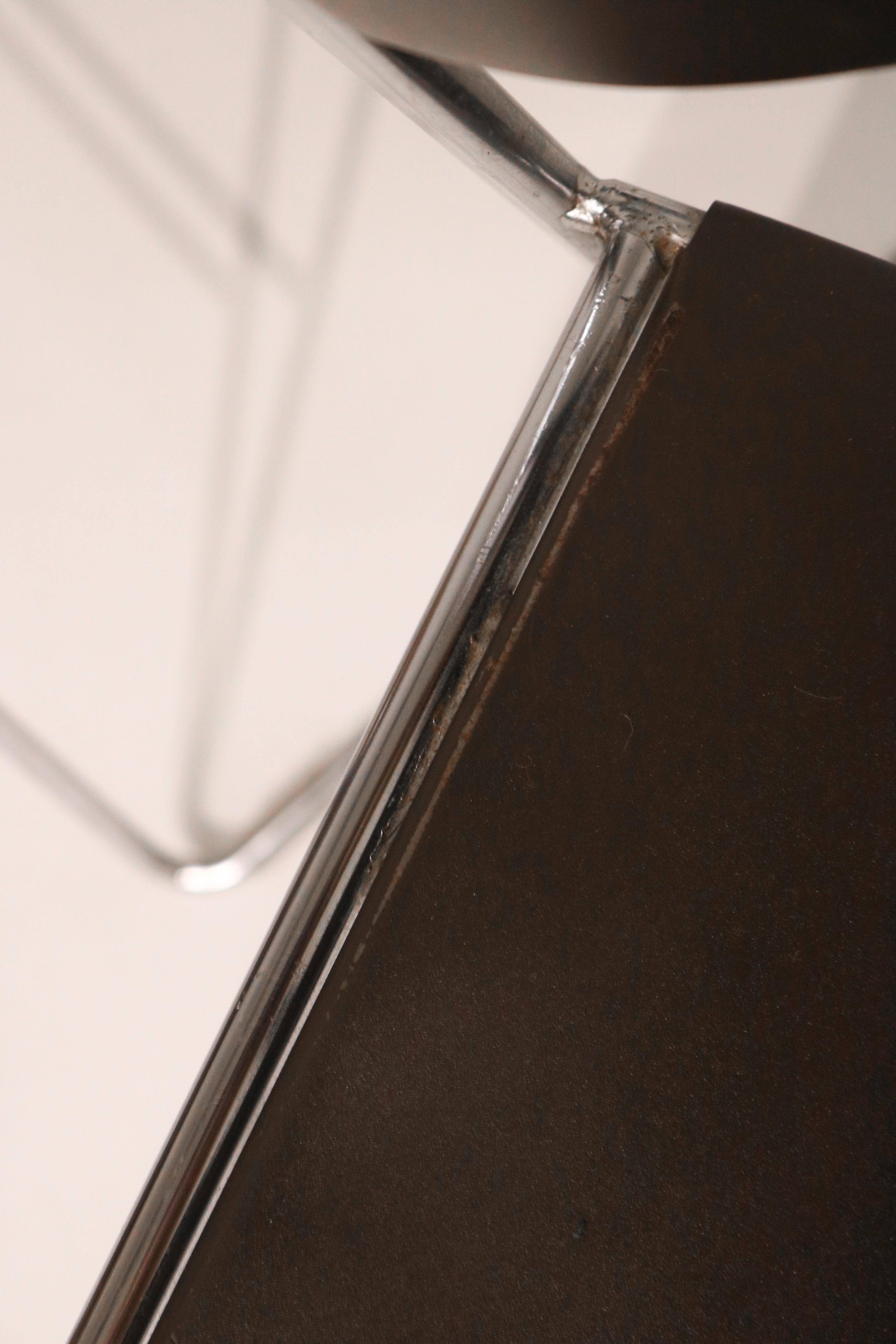 Detail of chrome frame welding joints and construction quality