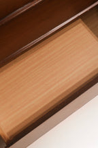 Close-up of clean drawer interior condition and wood grain