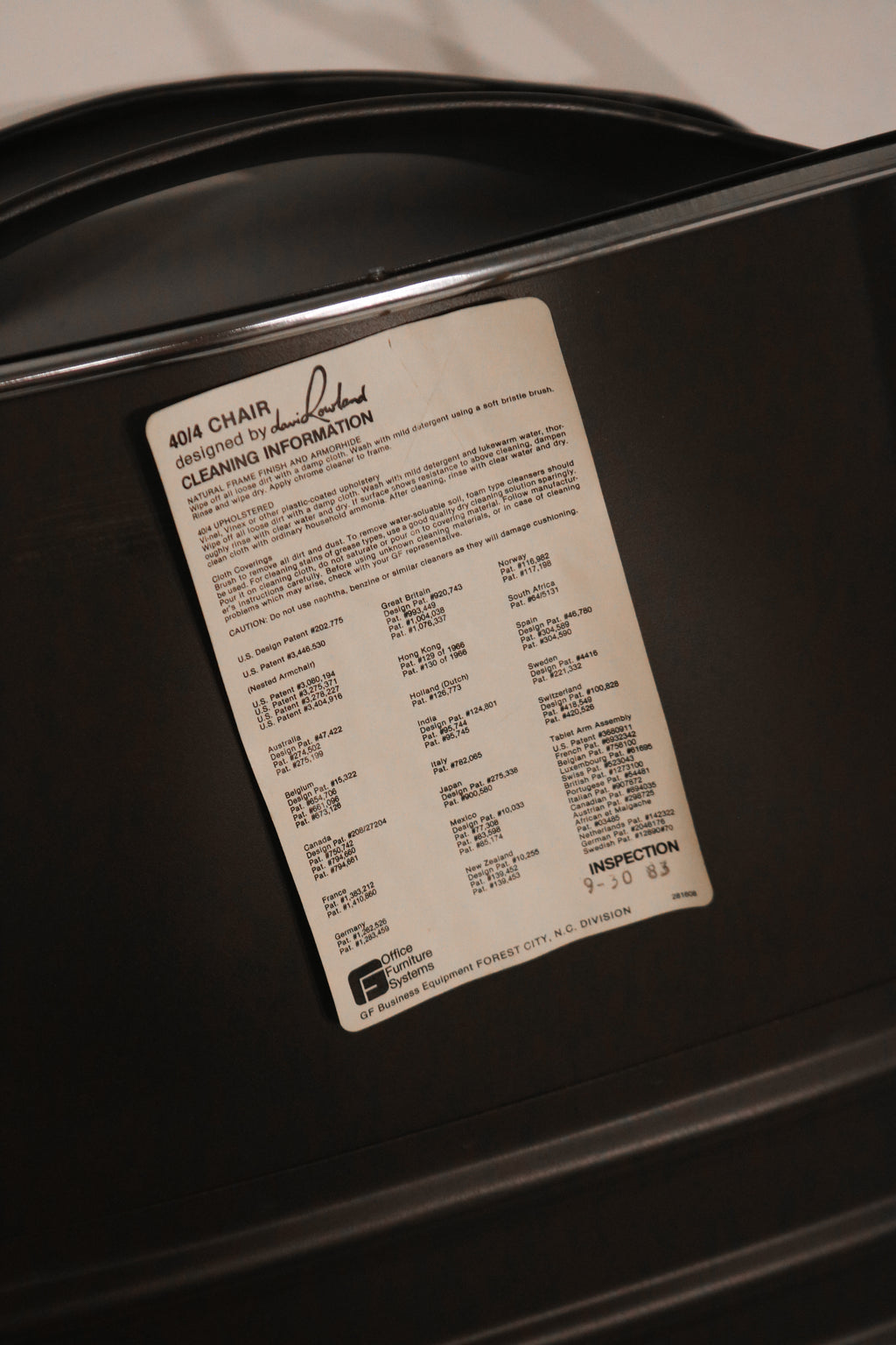 David Rowland manufacturer label on underside confirming authenticity