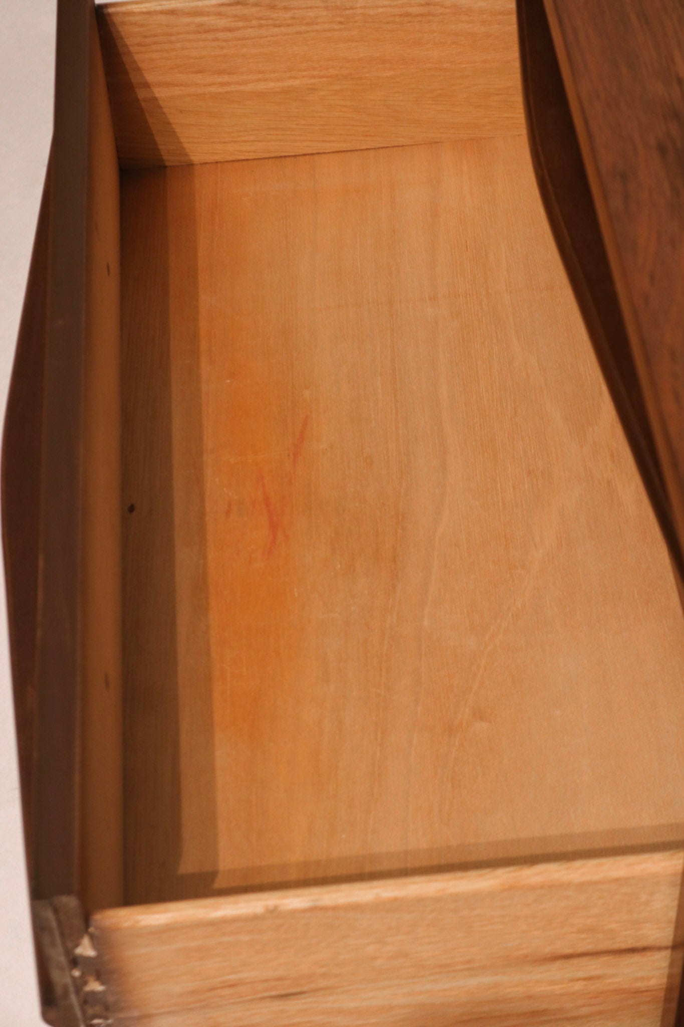 Double drawers open revealing full depth and ample storage space