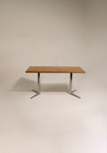 Vintage oak wood table with steel legs