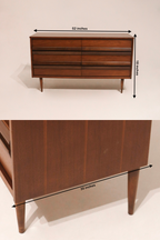 Main view of Mcm Vintage Walnut 6 Drawers Lowboy Dresser by Bassett in solid wood with mid-century style