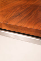 Angle shot highlighting clean lines and modern industrial style with wood and steel combo