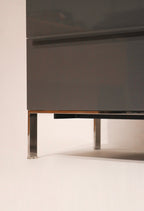 Detail of cabinet joints and seamless lacquer finish on Capellini modern unit