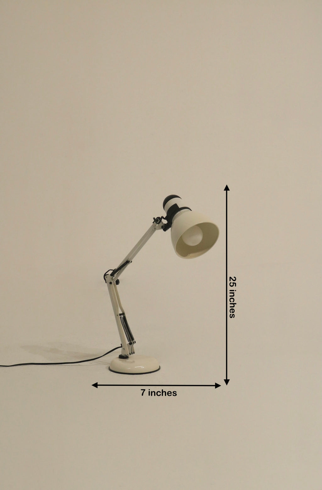 White metal desk lamp with adjustable arm and head
