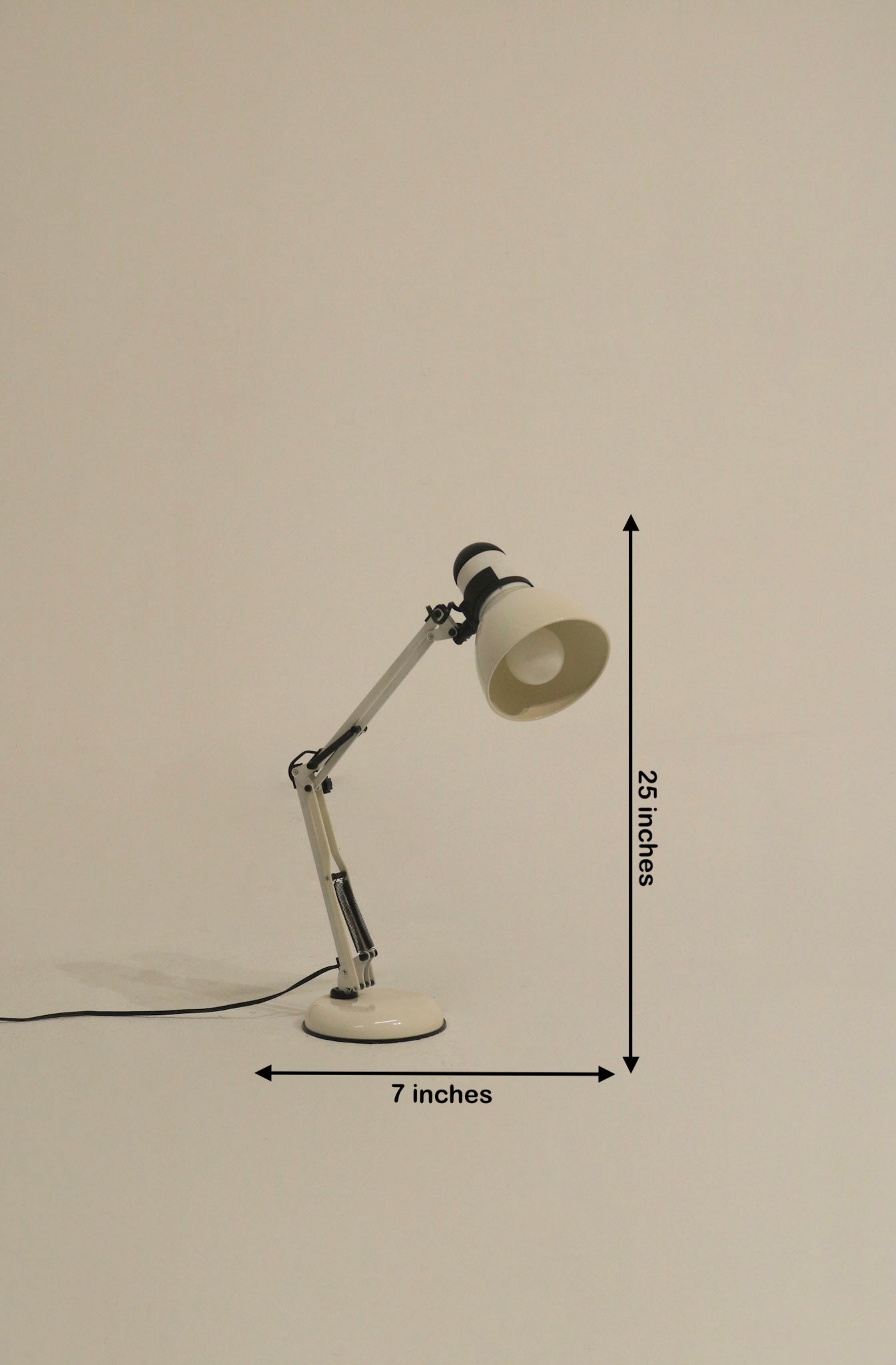 White metal desk lamp with adjustable arm and head