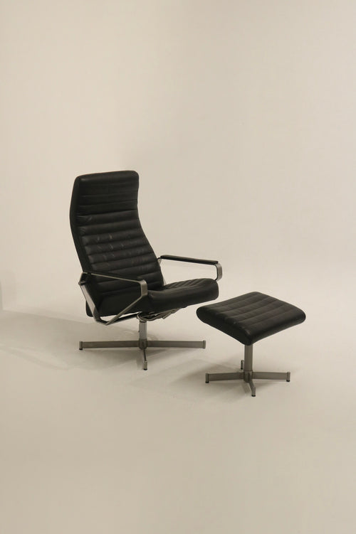 Bolia Vitesse Black Leather Chair with Chromed Iron Frame
