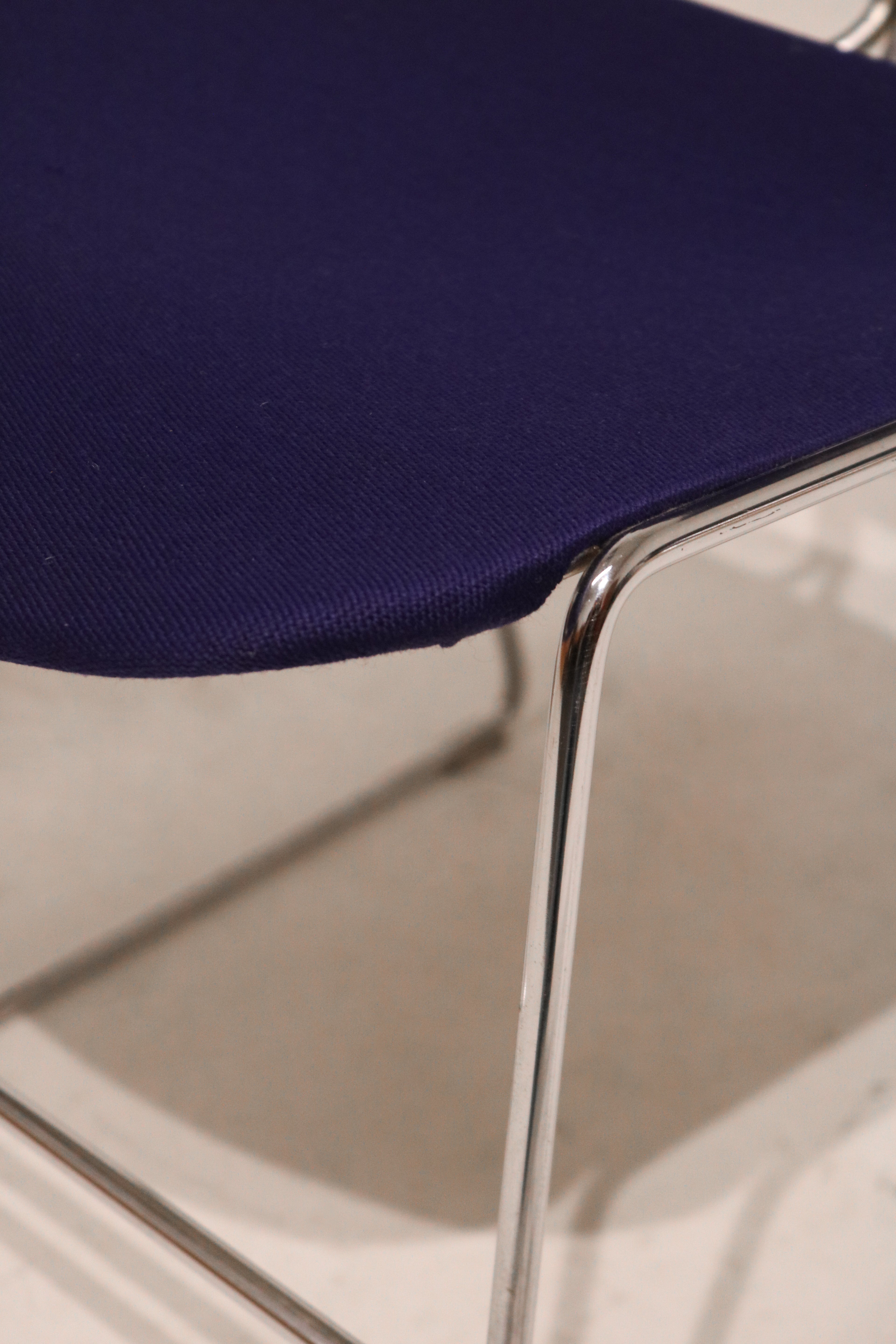Side angle showing profile and stackability of the Steelcase chairs