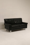 1970s vintage leather armchair with chrome legs