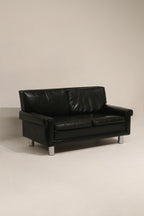 1970s vintage leather armchair with chrome legs