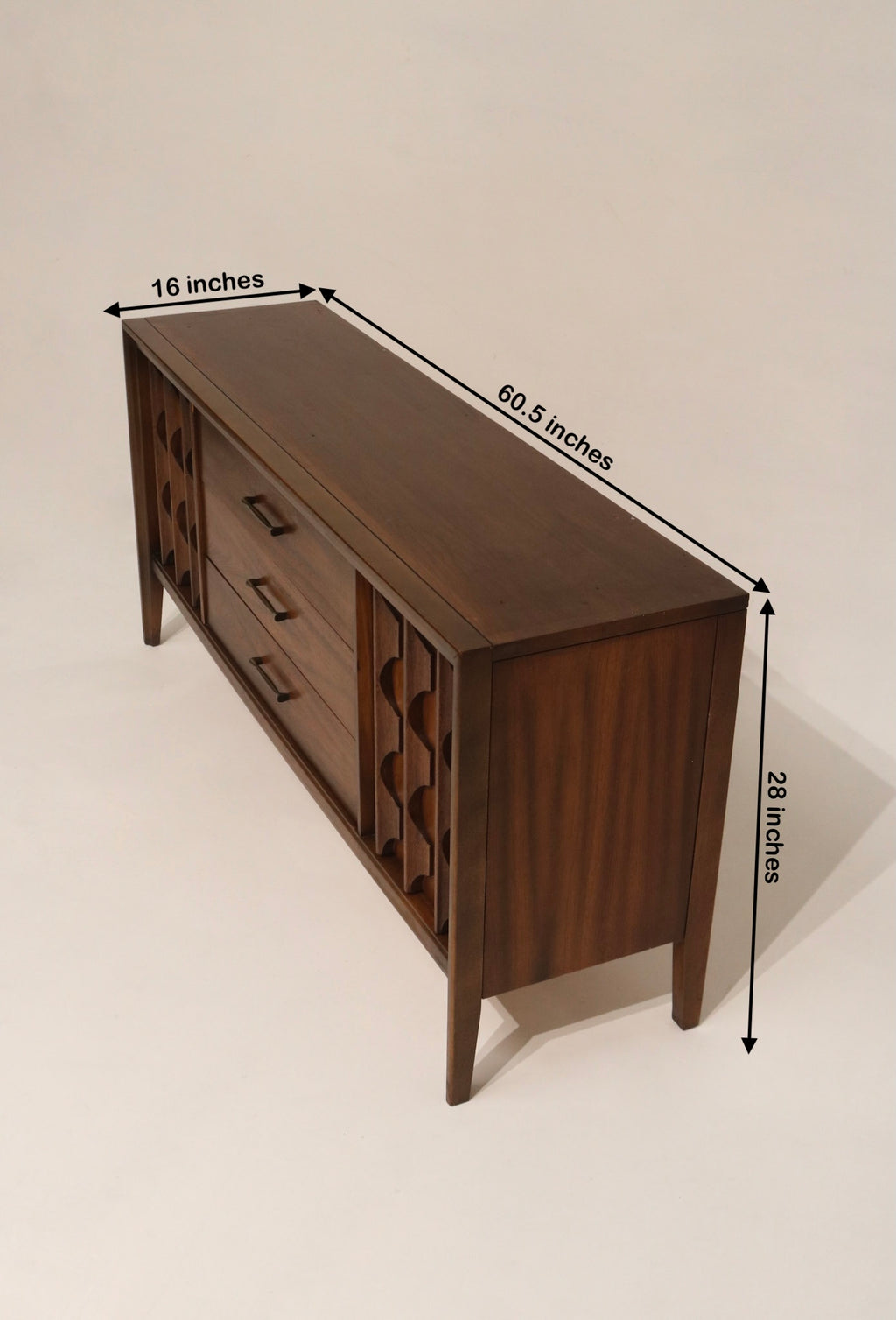 Walnut wood storage with drawers and doors