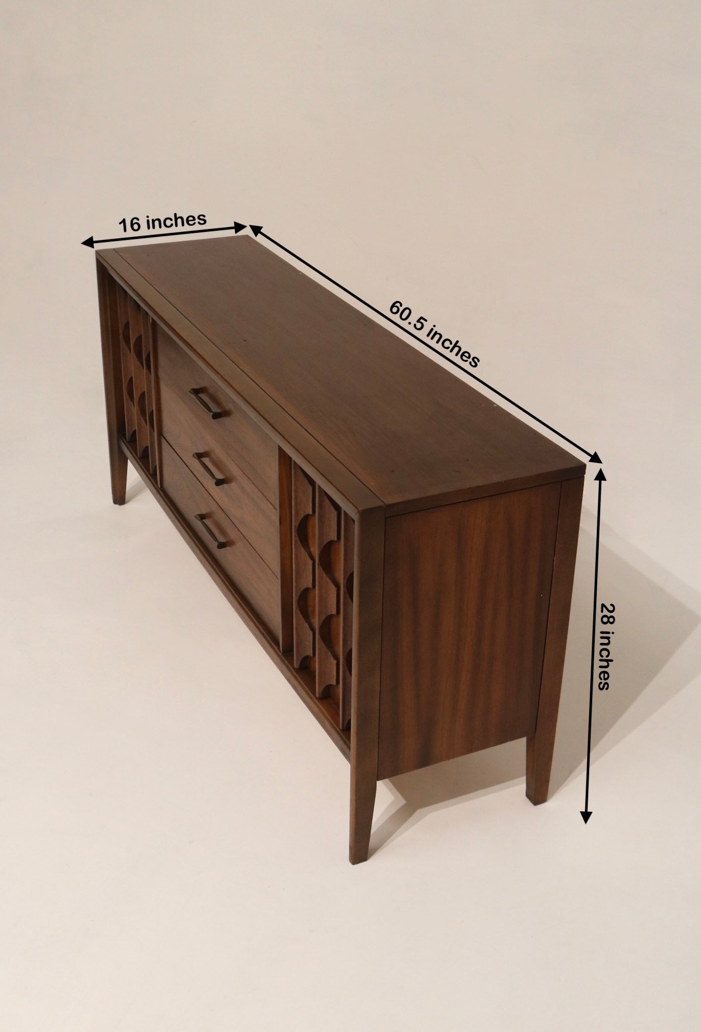 Walnut wood storage with drawers and doors