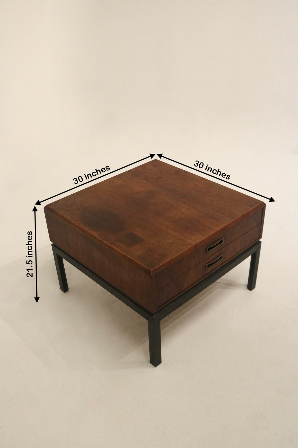 Walnut wood storage chest with functional drawers