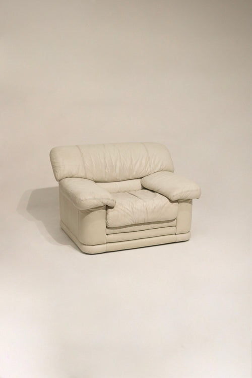 Sturdy leather chair with minor wear