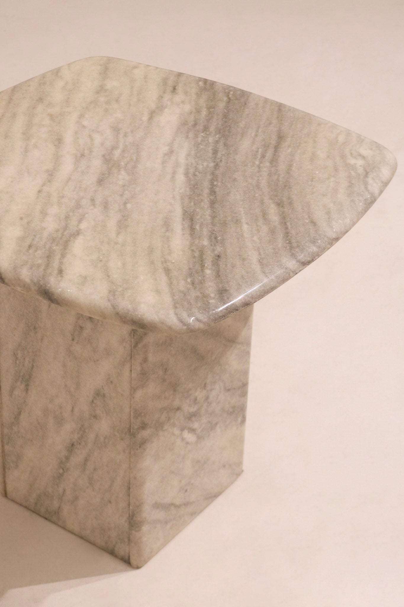 Close-up of edge showing wear details and durable marble craftsmanship
