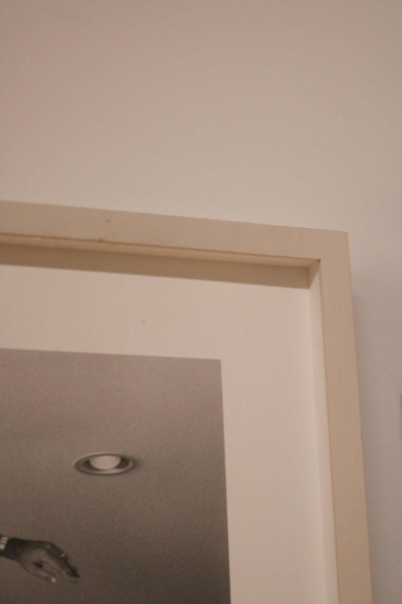 Full artwork in interior setting, showcasing framed Tony Hawk photograph in natural wood