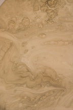 Underside construction detail revealing solid structure and resin layering on vintage coffee table