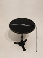 Size chart of Vintage Stone Iron Metal Round Bistro Table measuring 24 inches diameter and 29 inches height