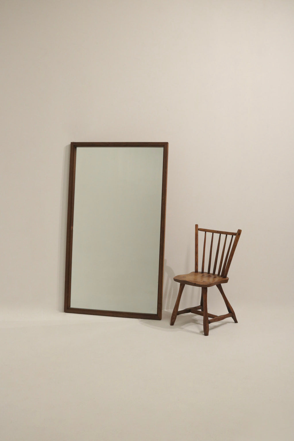 Vintage mirror with solid walnut wood frame