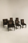 Elegant chair set by Mattaliano with stained oak frame
