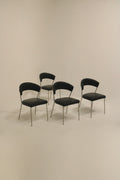 Set of 4 black vinyl dining chairs